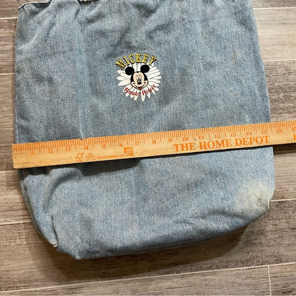 Vintage Disney Mickey Mouse Denim Tote Bag Flower Power - Picture 7 of 8